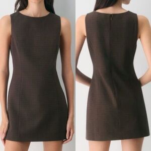Aritzia Wilfred Fiona Mini Dress Sanford Check Brown Black Houndstooth 10